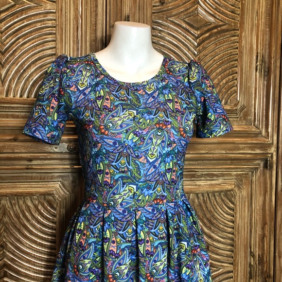 B2 Amelia dress by LuLaRoe blue paisley S - Picture 2 of 7